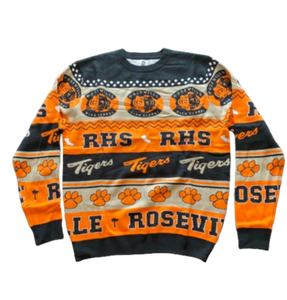 Roseville High School Tiger's first ugly sweater is perfect for Christmas events, holiday parties and most of all, ugly sweater parties