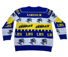 Load image into Gallery viewer, Lincoln High School Zebras ugly sweater. Lincoln Zebras ugly sweater. LHS ugly sweater. Lincoln High ugly sweaters