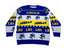 Load image into Gallery viewer, Lincoln High School Zebras ugly sweater. Lincoln Zebras ugly sweater. LHS ugly sweater. Lincoln High ugly sweaters