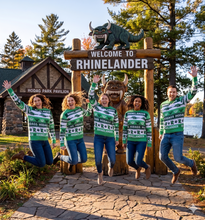 Load image into Gallery viewer, Rhinelander Hodgas ugly sweater. Hodag ugly sweater