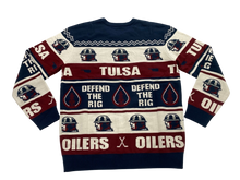 Load image into Gallery viewer, Tulsa Oilers ugly sweater. ECHL Tulsa ugly sweater. Tulsa ugly sweater. Tulsa Oilers tastefully tacky ugly sweater