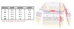 Western Illinois University Leathernecks ugly sweater size chart