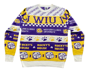 NCAA Licensed Western Illinois University Leathernecks first ugly sweater is perfect for Christmas events, holiday parties and most of all, ugly sweater parties.